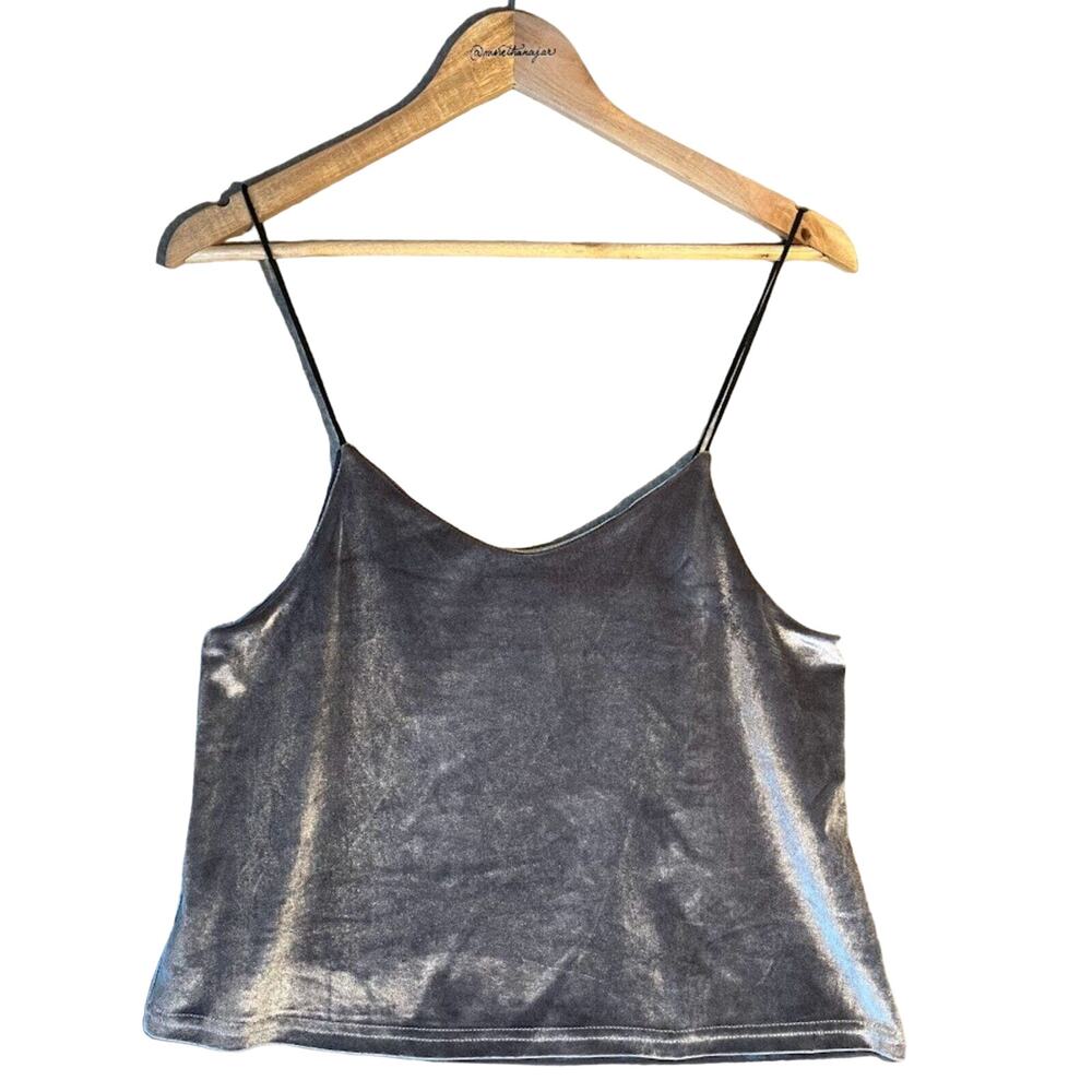 Grey Velvet Cami Crop‎ Top
